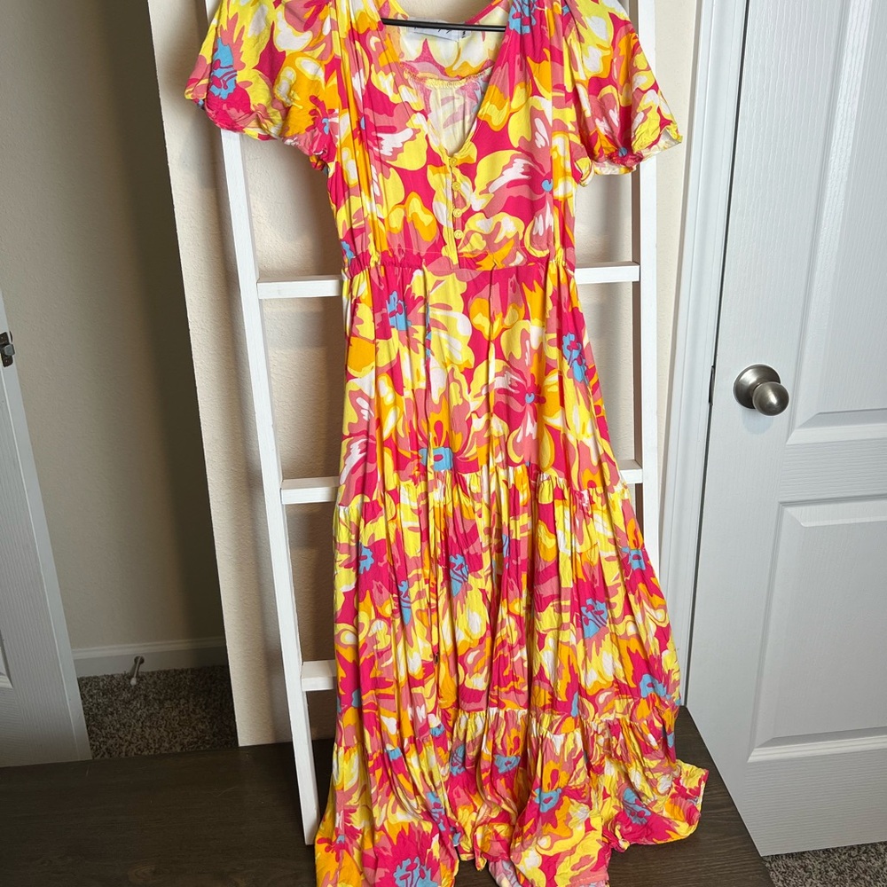 Bright Floral Yellow and Pink Dress - petal and pup